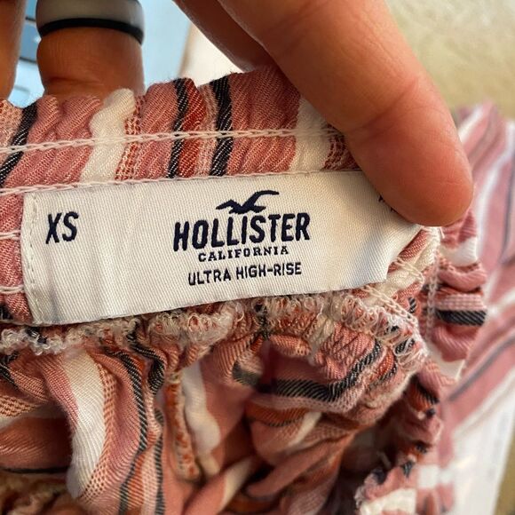 Hollister Ultra High-Rise Wide Leg Striped Gaucho Capri Pants XS 22 Inch Inseam - Picture 5 of 5